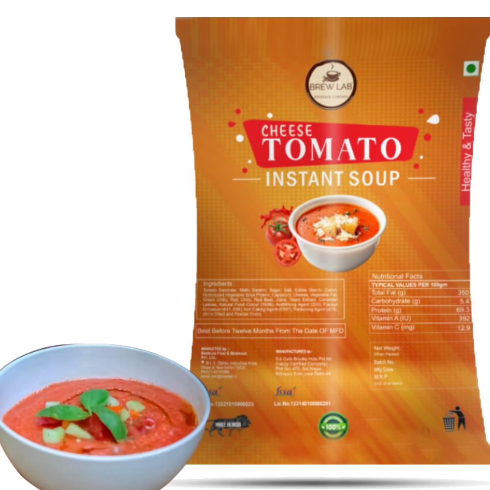 Brew Lab Ready To Cook Instant Healthy Cheese Tomato Soup With No Added Preservatives| Easy to Prepare | 250 gm