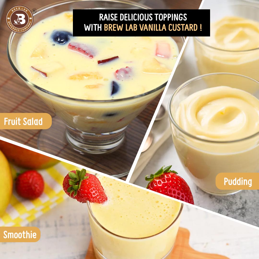 Brew Lab Vanilla Flavor Custard Powder | For Fruit Salad, Pudding, Milkshake & Desserts - 100 g