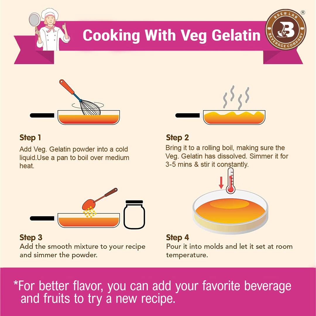 Brew Lab Veg Gelatin Powder | A Vegan Product | Perfect for Making Jelly Gelatin Powder(100GM)