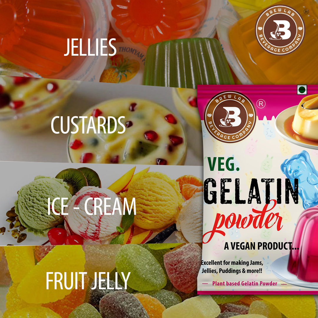 Brew Lab Veg Gelatin Powder | A Vegan Product | Perfect for Making Jelly Gelatin Powder(100GM)