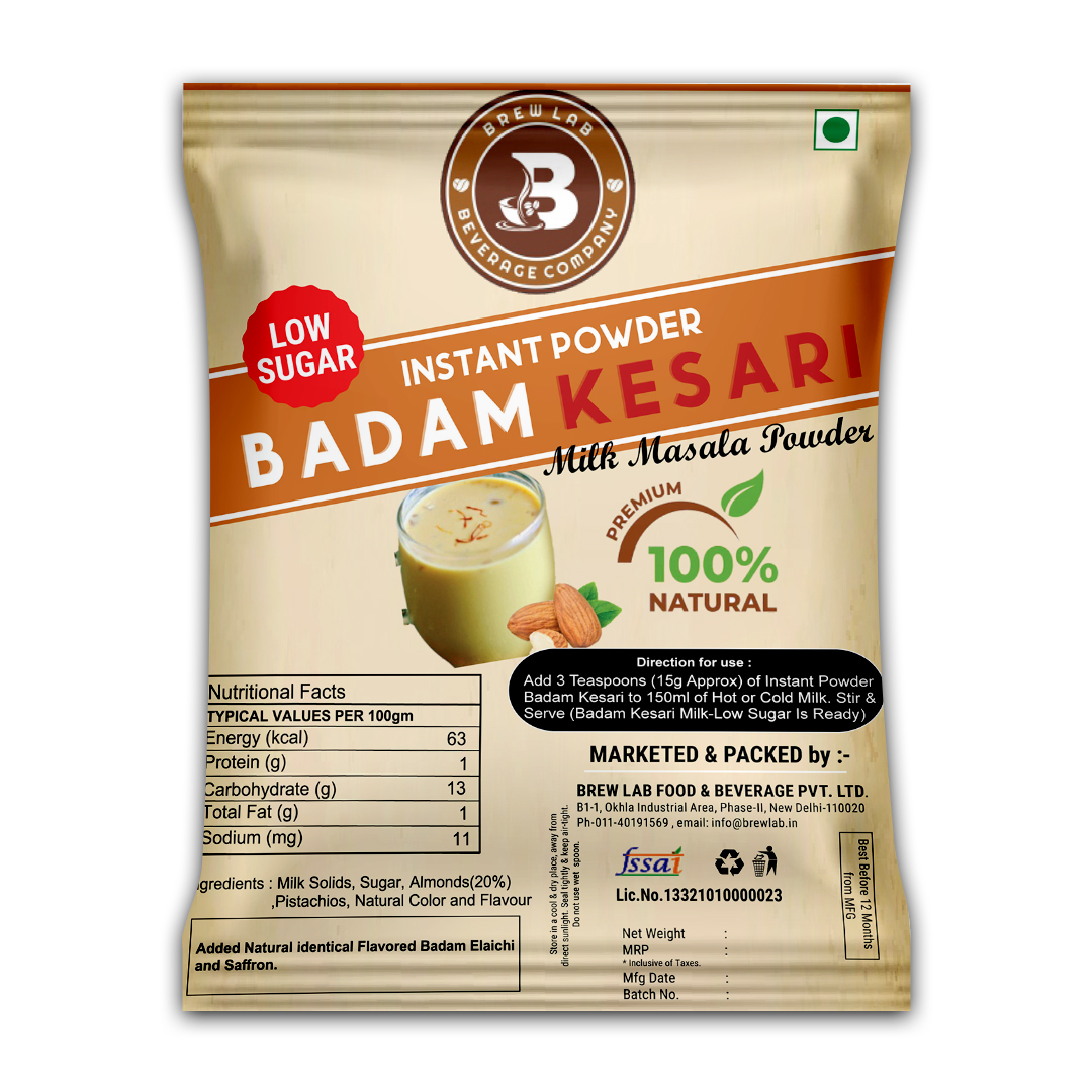 Brew Lab 100% Natural Badam Kesari Low Sugar Natural Taste & Flavor-250 g (250 g)
