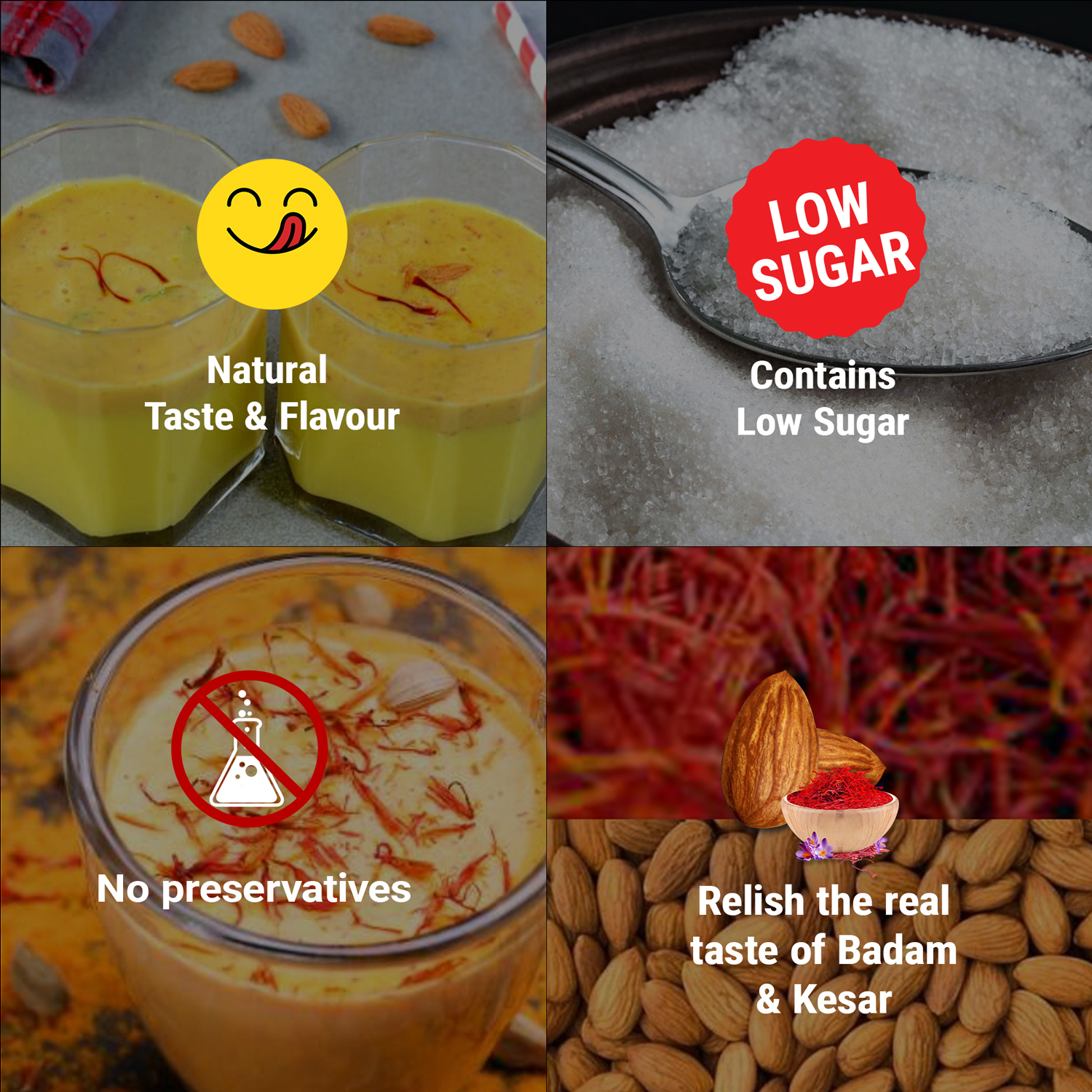 Brew Lab 100% Natural Badam Kesari Low Sugar Natural Taste & Flavor-250 g (250 g)