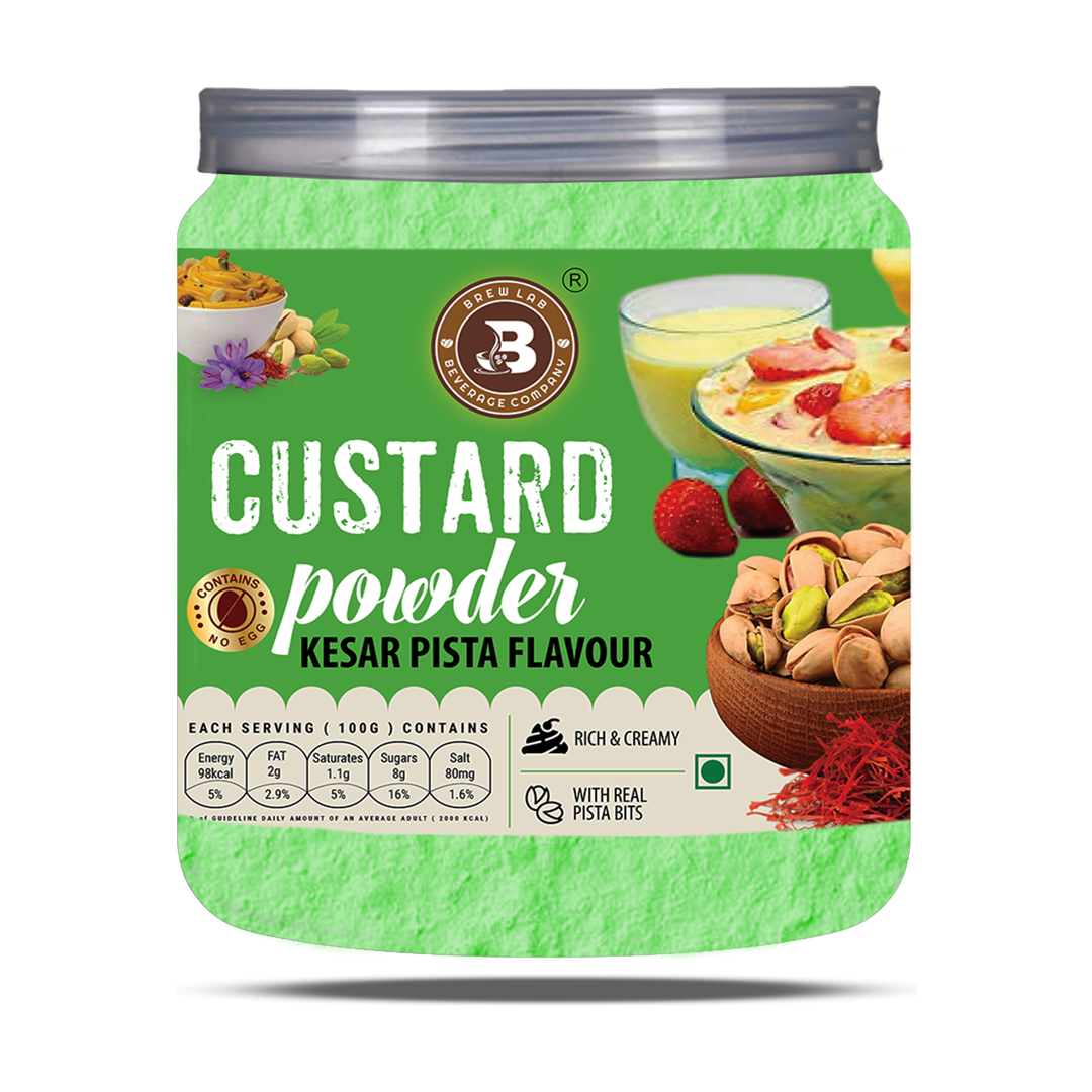Brew Lab Kesar Pista Flavor Custard Powder | Rich, Creamy & Flavorful 100 g