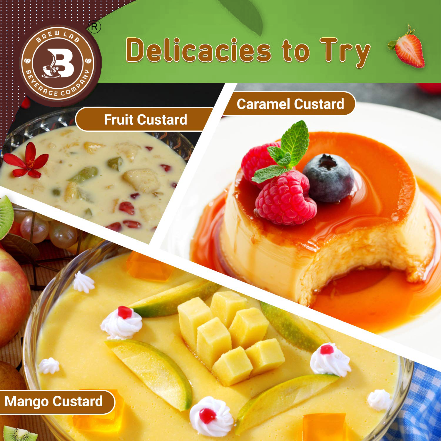 Brew Lab Kesar Pista Flavor Custard Powder | Rich, Creamy & Flavorful 100 g