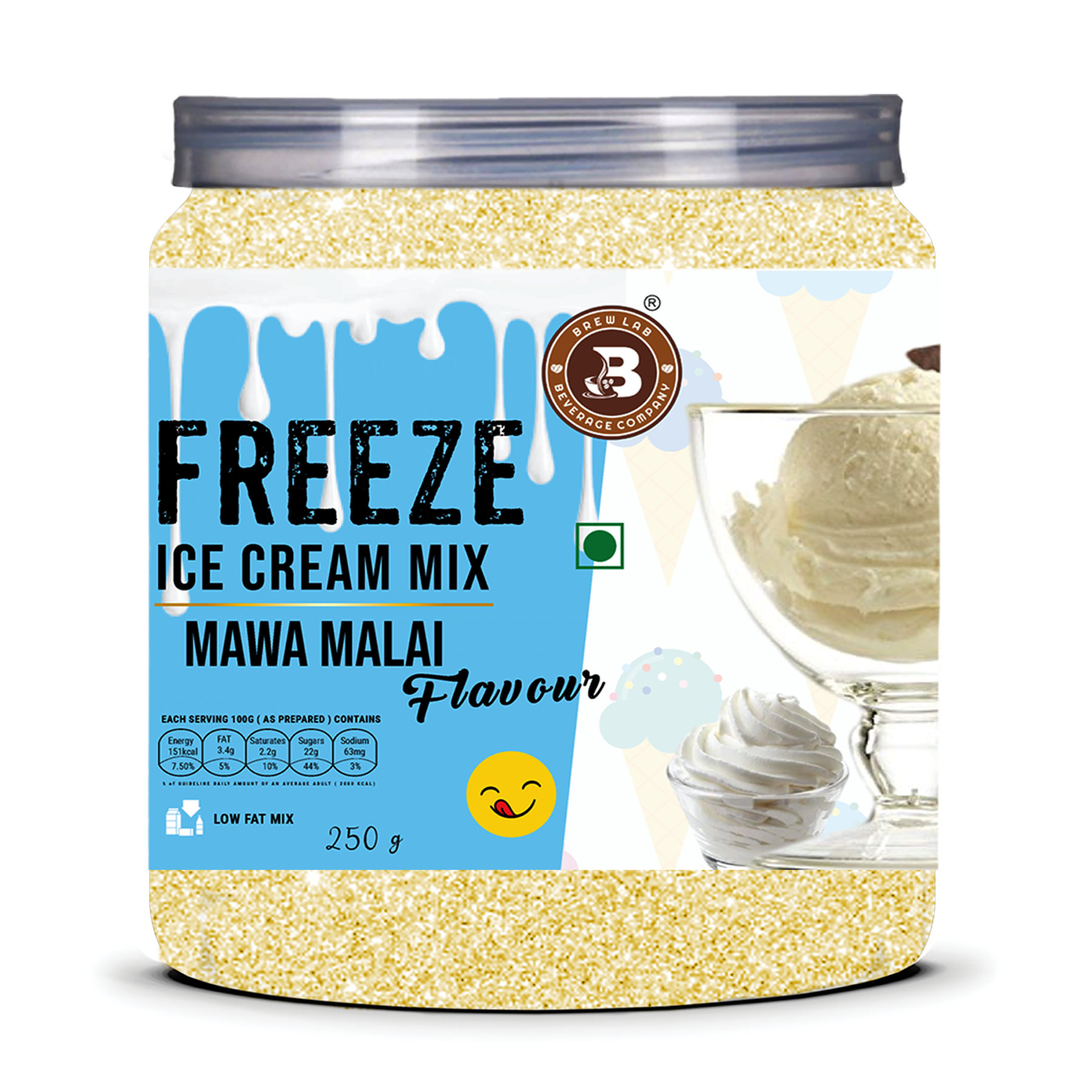 Brew Lab Instant Mawa Malai Freeze Ice cream Mix Powder | For Tasty & Delicious Ice Cream 100 g