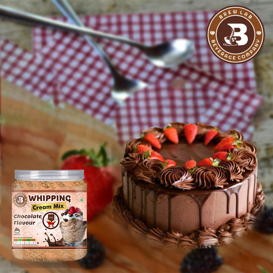 Brew Lab Chocolate Flavour Whipping Cream Mix Easy To Use Cake Decoration Powder Mix Topping (100 g, Chocolate)