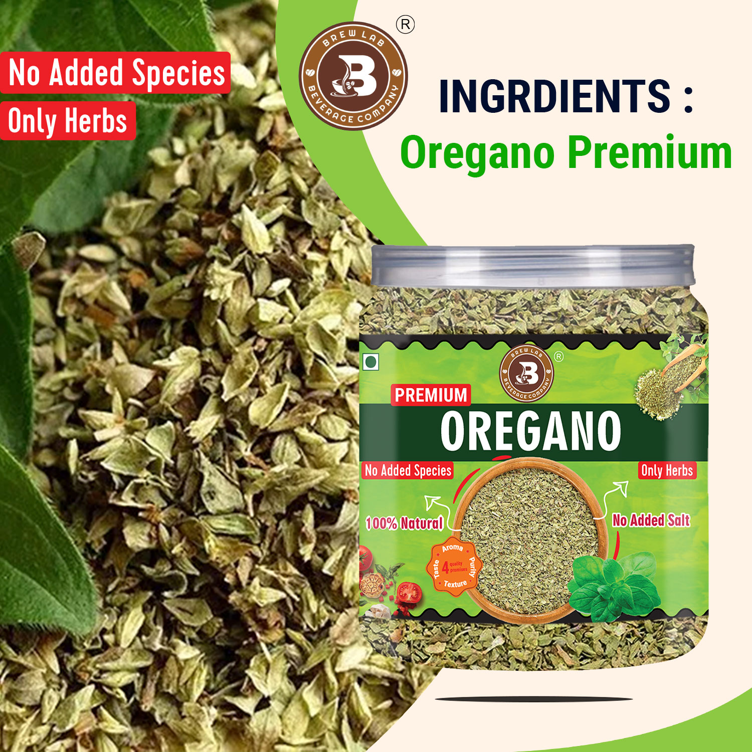 Brew Lab 100% Natural Premium Oregano | No Added Spices Only Herbs | Boost Immune System-50 gm