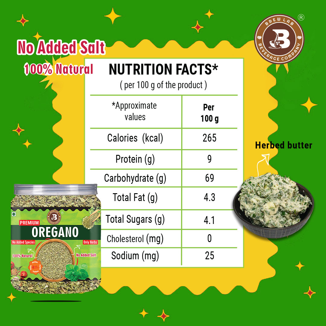 Brew Lab 100% Natural Premium Oregano | No Added Spices Only Herbs | Boost Immune System-50 gm