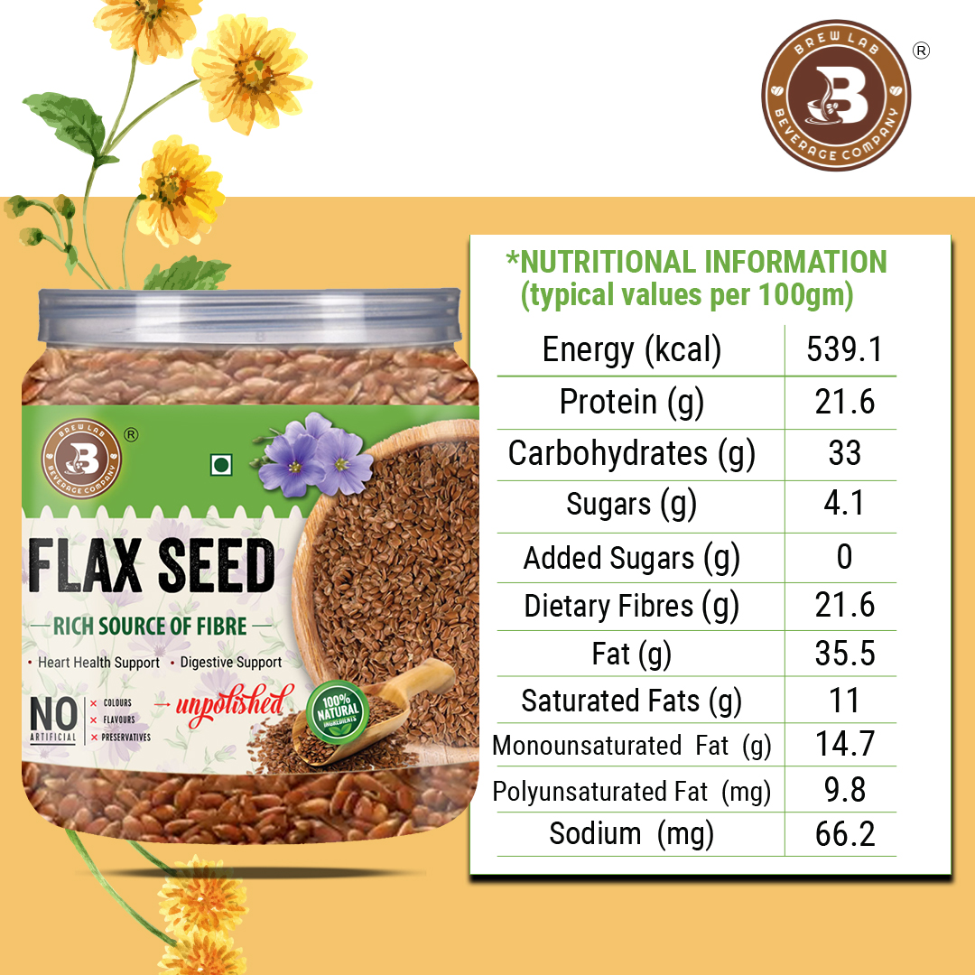 Brew Lab Unpolished Flax Seed | Alsi Seed Rich Source Of Fibre | Good For Heart | Brown Flax Seeds (100 g)