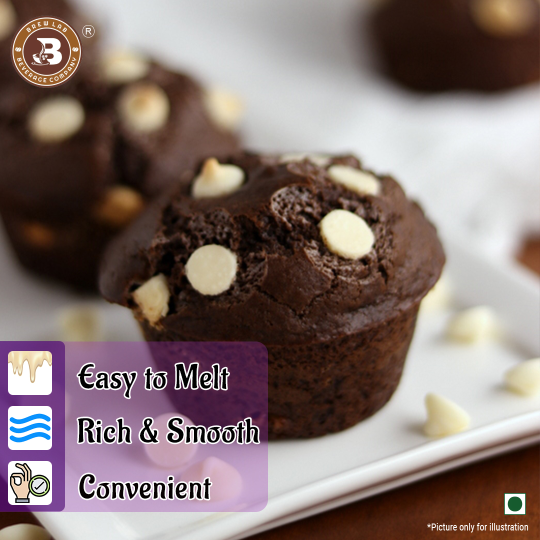 Brew Lab Pure White Chocolate Chips for Cake toppings Cooking & Baking Chips for Cakes, Cookies, Brownies, Muffins, Pancakes | Decoration & Baking | 250 gm