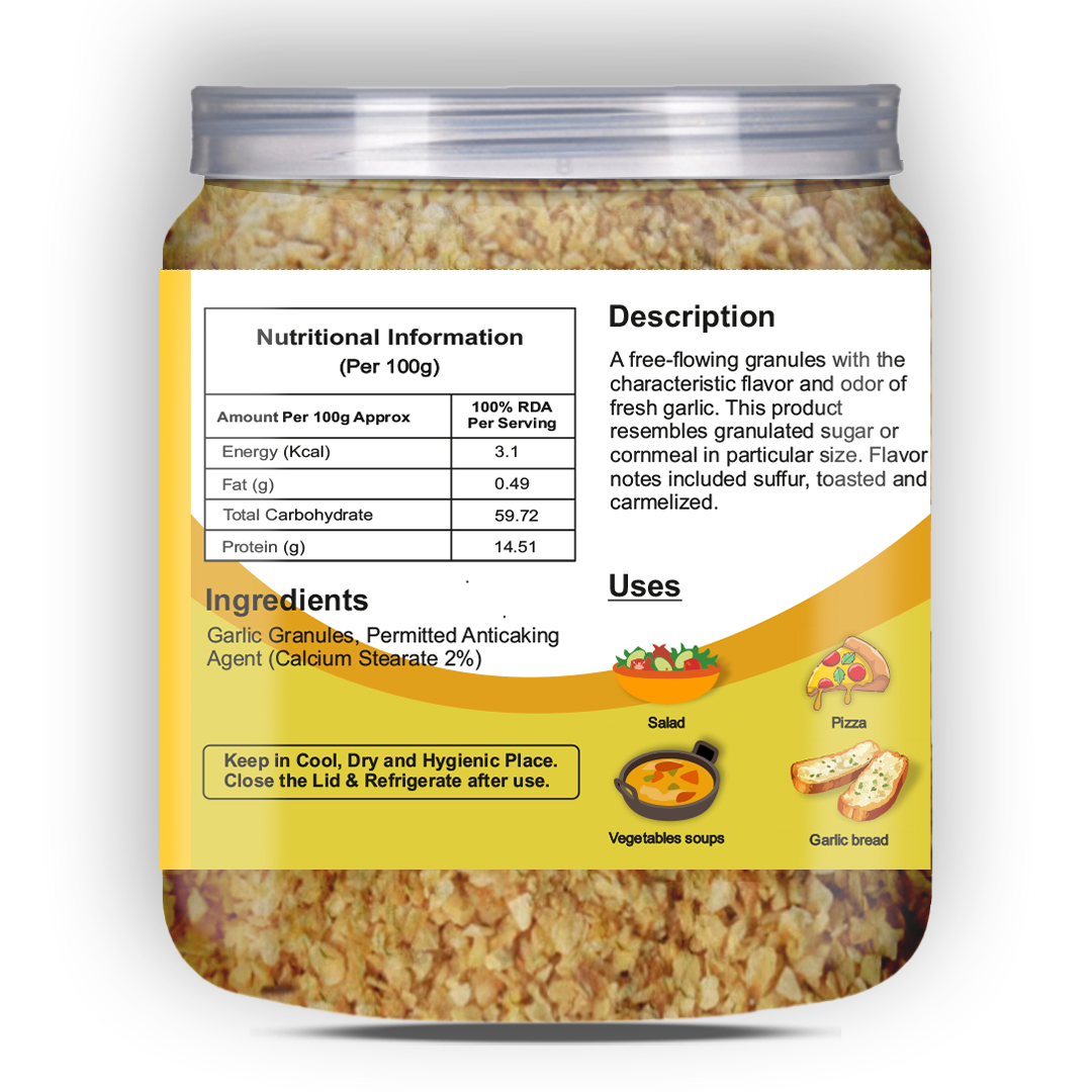 Brew Lab Dehydrated Garlic Granules Chopped Garlic Versatile & Strong Flavor Dried Lehsun (100 g)