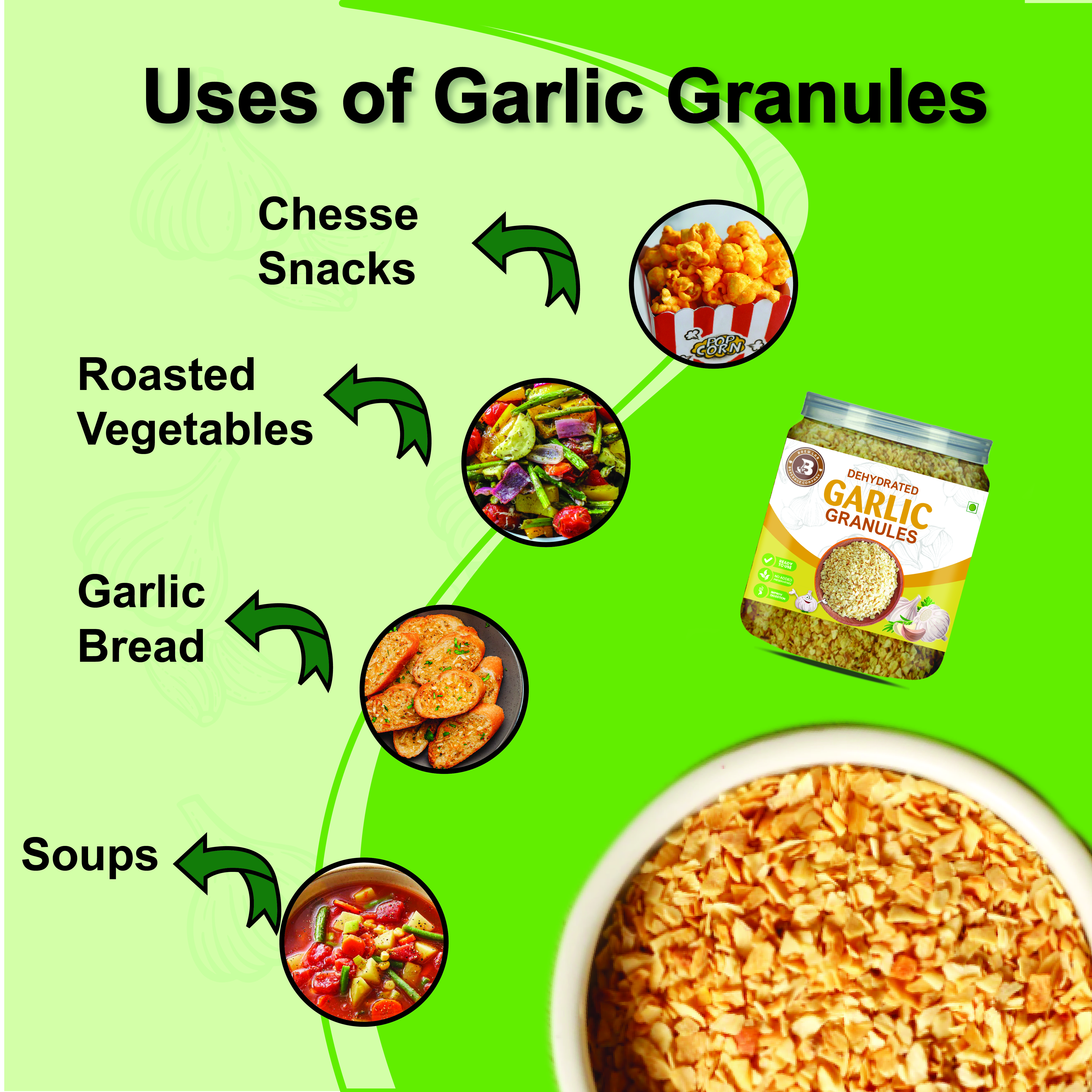 Brew Lab Dehydrated Garlic Granules Chopped Garlic Versatile & Strong Flavor Dried Lehsun (100 g)