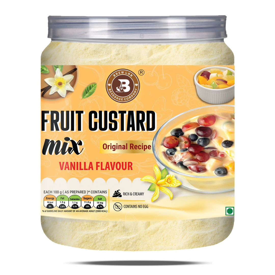 Brew Lab Fruit Custard Mix Vanilla Flavor | Rich Creamy Flavor | Good Source of Energy | 100 g