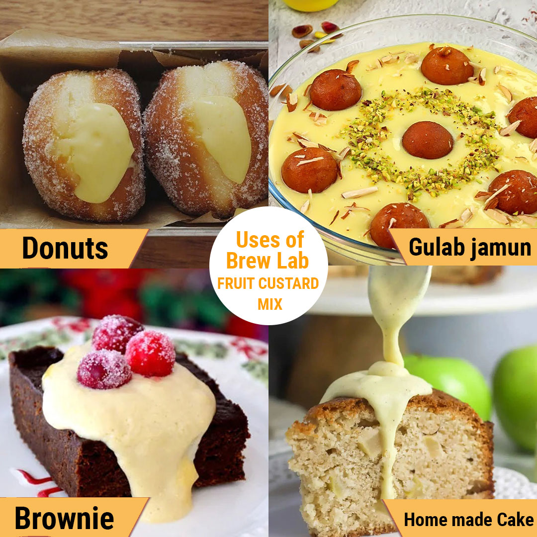 Brew Lab Fruit Custard Mix Vanilla Flavor | Rich Creamy Flavor | Good Source of Energy | 100 g