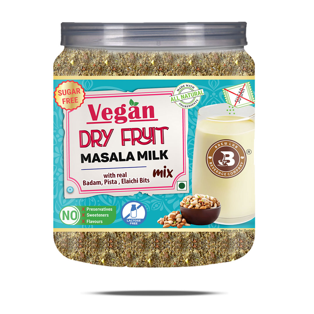 Brew Lab Sugar Free Vegan Dry Fruit Masala Milk | Plant Based & Lactose Free Milk Powder | (100 g)