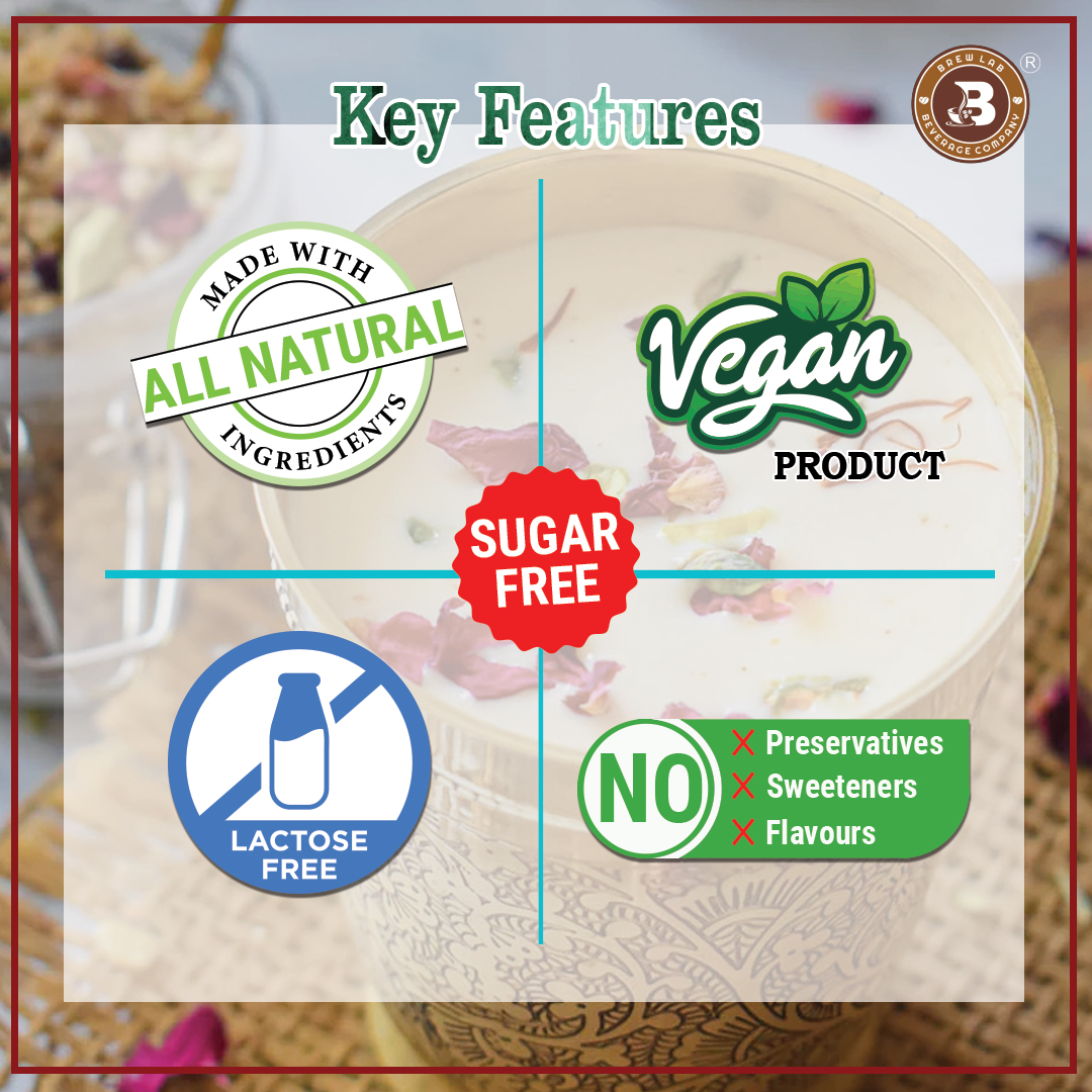 Brew Lab Sugar Free Vegan Dry Fruit Masala Milk | Plant Based & Lactose Free Milk Powder | (100 g)