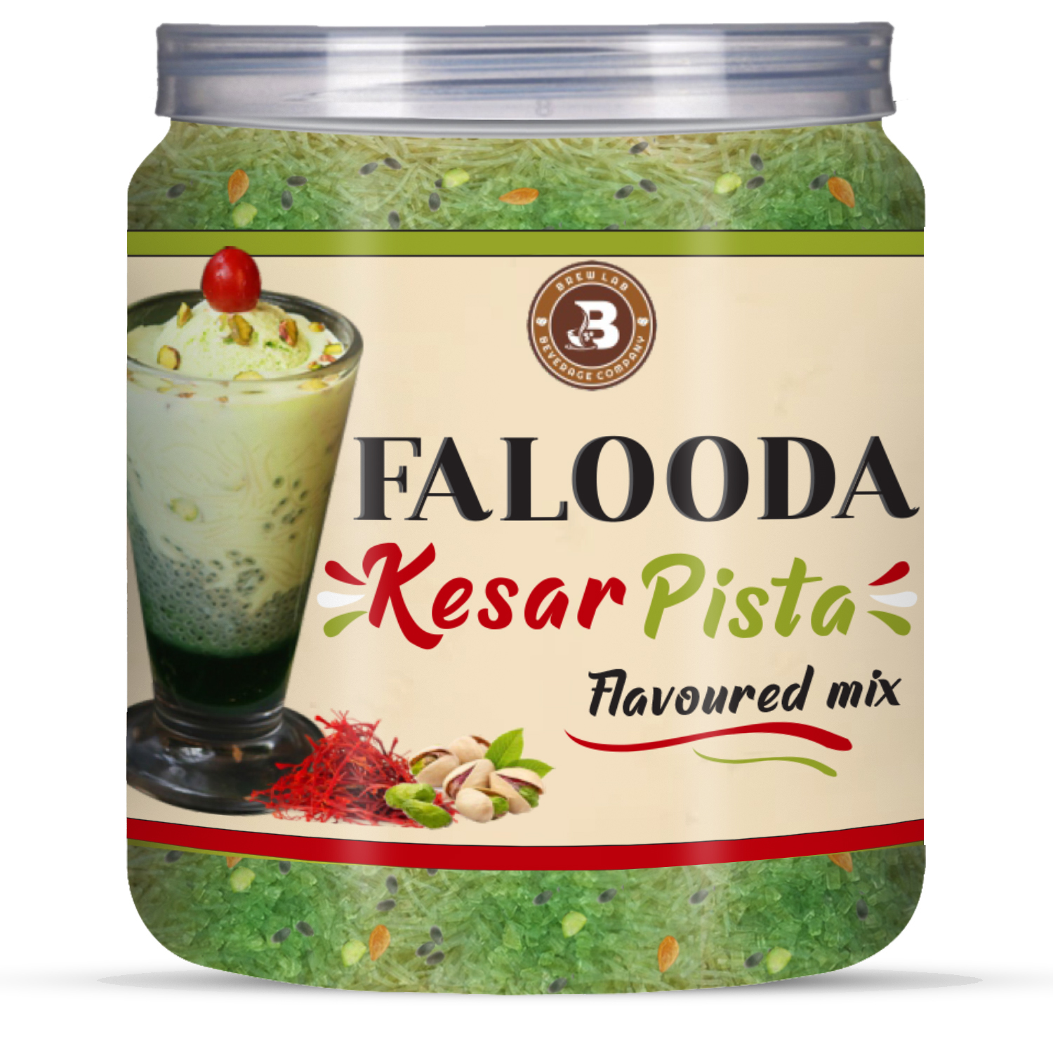Brew Lab Kesar Pista Flavored Falooda | Instant Falooda Mix | Easy to Prepare | Ready to Eat 100 g
