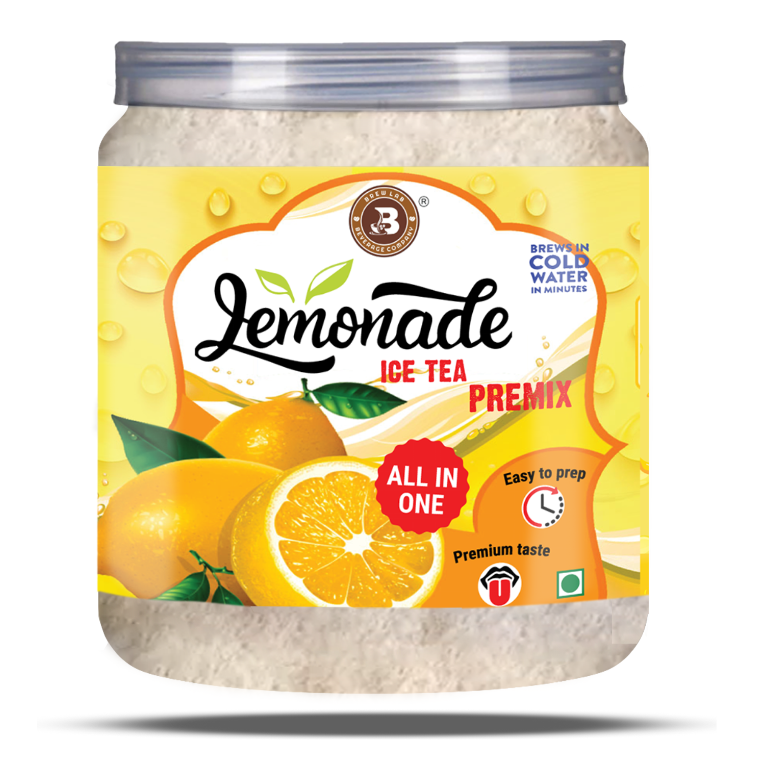 Brew Lab Lemonade Ice Tea Premix | Natural Lemon Flavor | Build Immunity & Digestion Lemon Iced Tea Plastic Bottle (100 g)