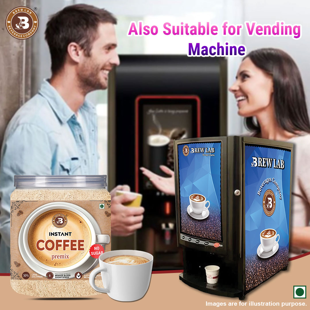Brew Lab Instant Coffee Premix No Sugar | Manage Blood Sugar Suitable For Vending Machine Instant Coffee (100 g, Pure Flavoured)