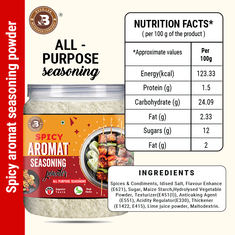 Brew Lab All Purpose Spicy Aromat Seasoning Powder | Spicy Taste for Oriental Dishes-100 gm