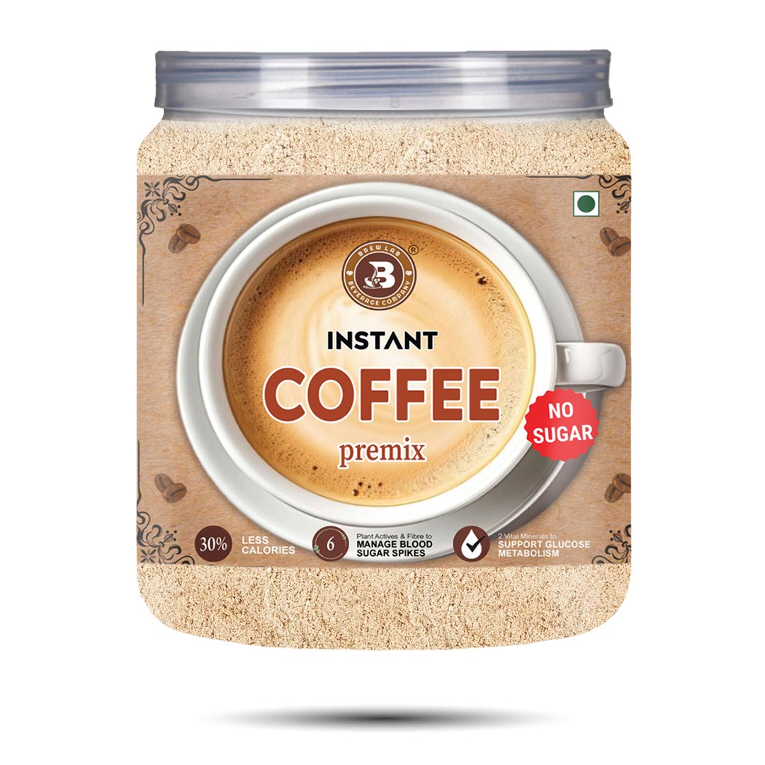 Brew Lab Instant Coffee Premix No Sugar | Manage Blood Sugar Suitable For Vending Machine Instant Coffee (100 g, Pure Flavoured)
