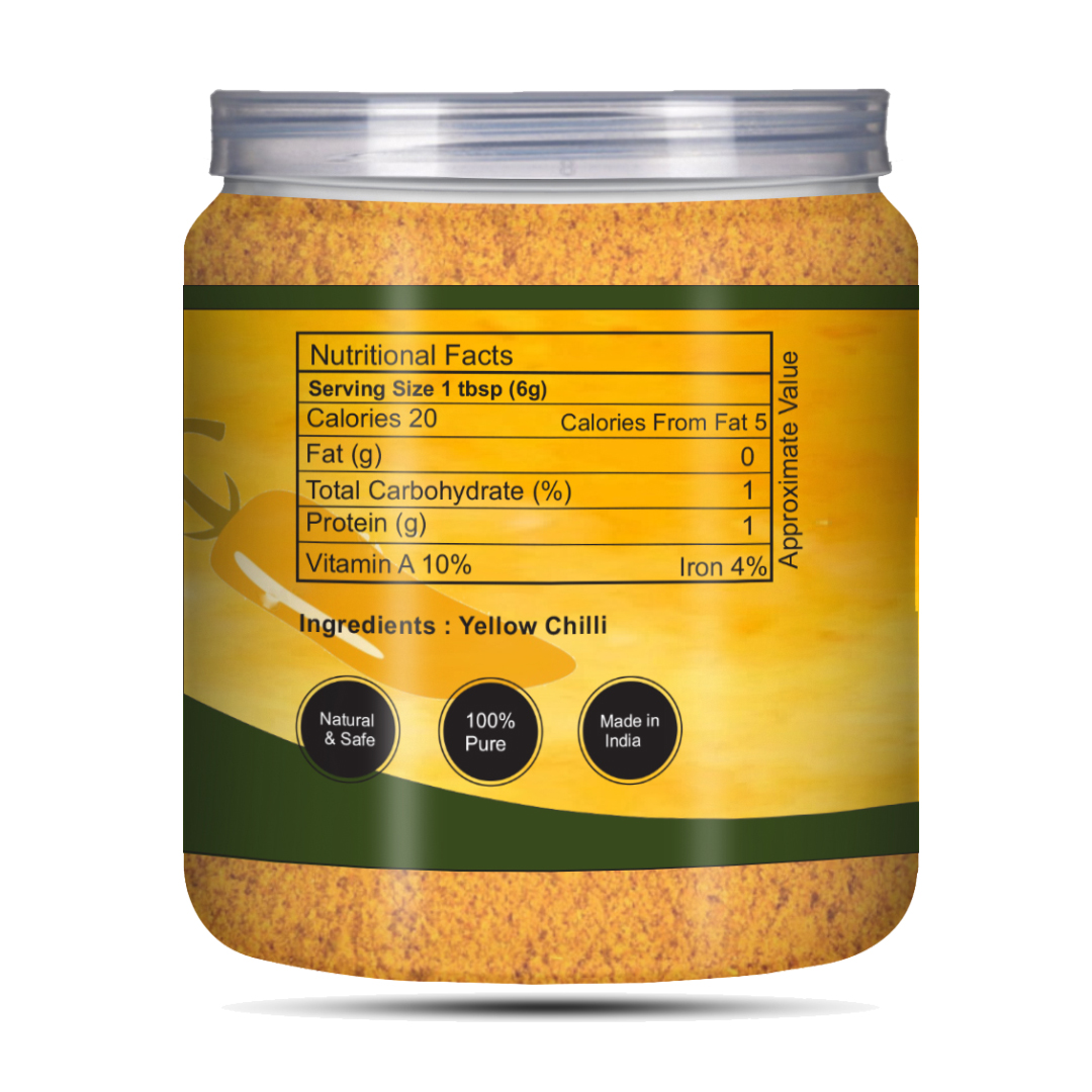 Brew Lab 100% Natural Spicy Sun Dried Yellow Chilli Powder | No Preservatives Added | Peeli Mirch Powder | 100 gm