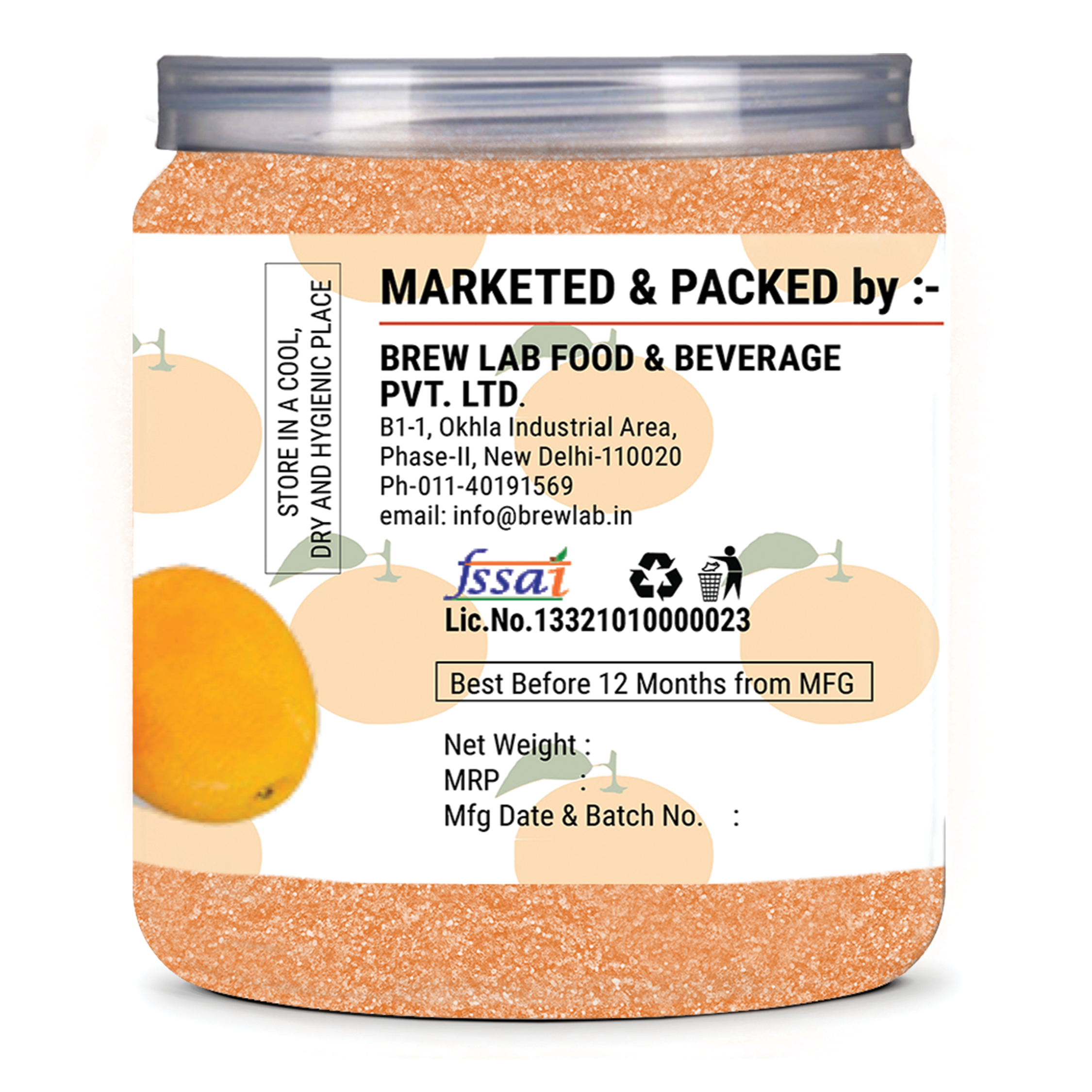 Brew Lab Jelly Crystals Mix Powder For Making Jelly - Orange Flavor | Easy To Make | Ready To Eat | No Gelatin - 100 Gm