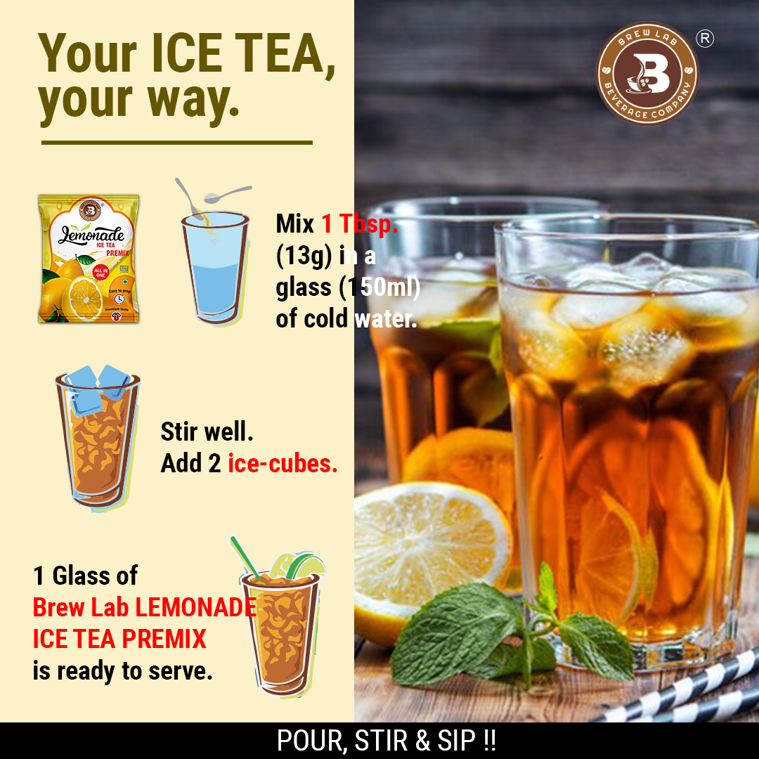 Brew Lab Lemonade Ice Tea Premix | Natural Lemon Flavor | Build Immunity & Digestion Lemon Iced Tea Plastic Bottle (100 g)
