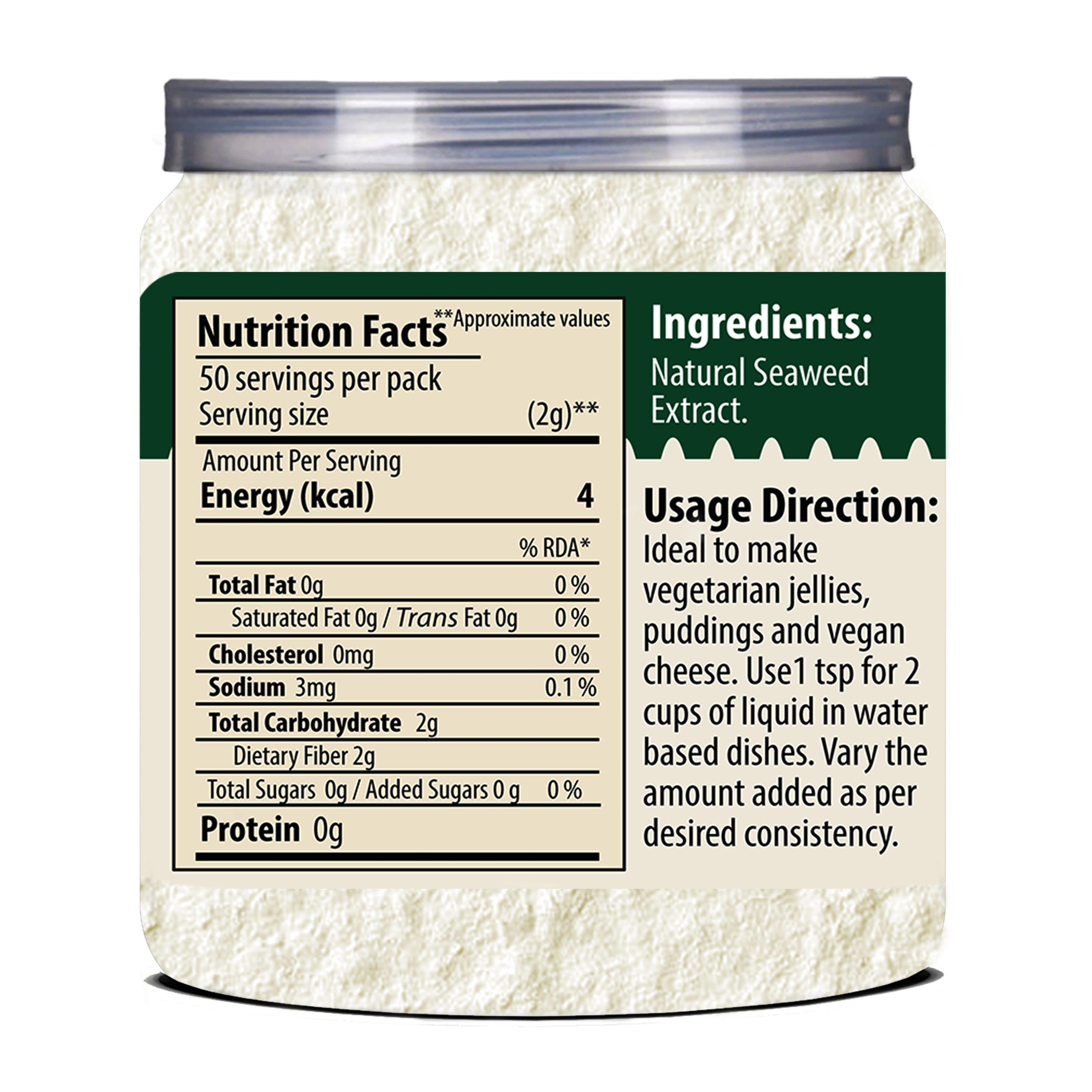 Brew Lab Agar Agar Powder | No Gelatin | Plant Based Product | 100% Vegetarian | Perfect For Desserts & Jelly making 100 g