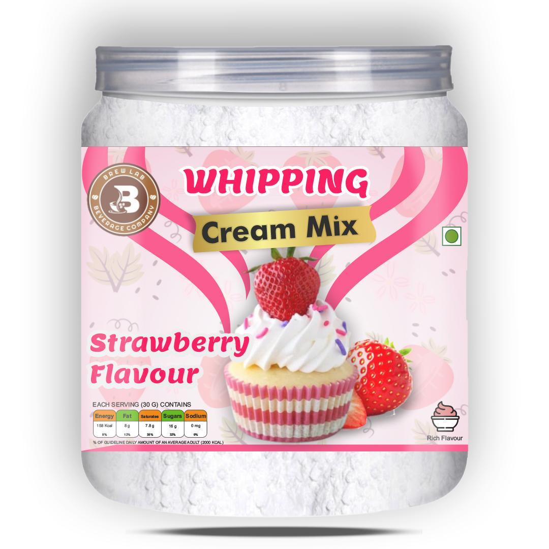 Brew Lab Whipping Cream Powder Mix Strawberry Flavour Perfect For Cake, Dessert, & More Topping (100 g, Strawberry)