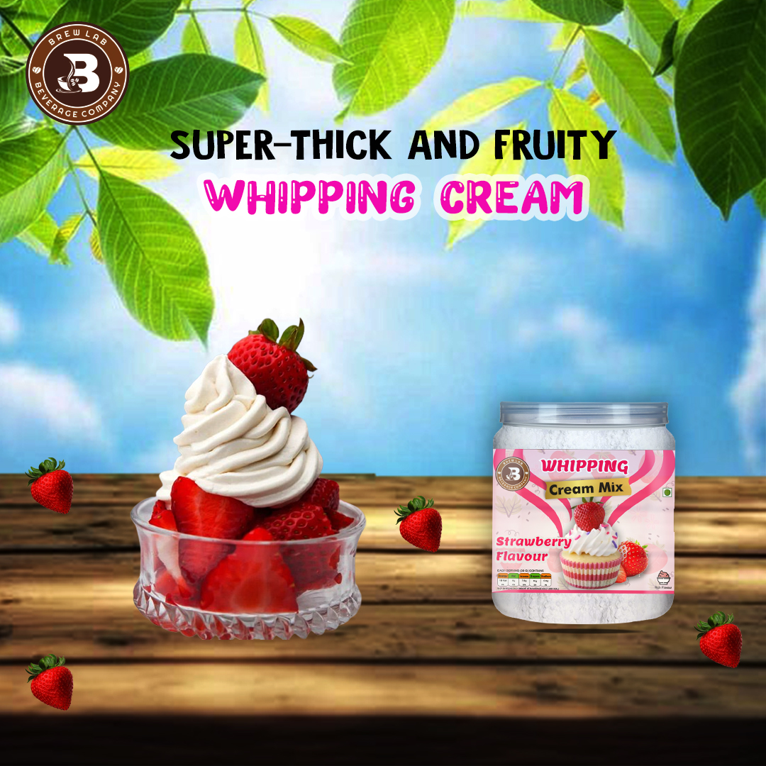 Brew Lab Whipping Cream Powder Mix Strawberry Flavour Perfect For Cake, Dessert, & More Topping (100 g, Strawberry)