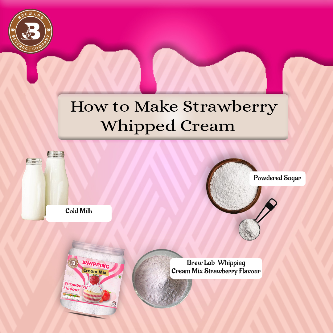 Brew Lab Whipping Cream Powder Mix Strawberry Flavour Perfect For Cake, Dessert, & More Topping (100 g, Strawberry)