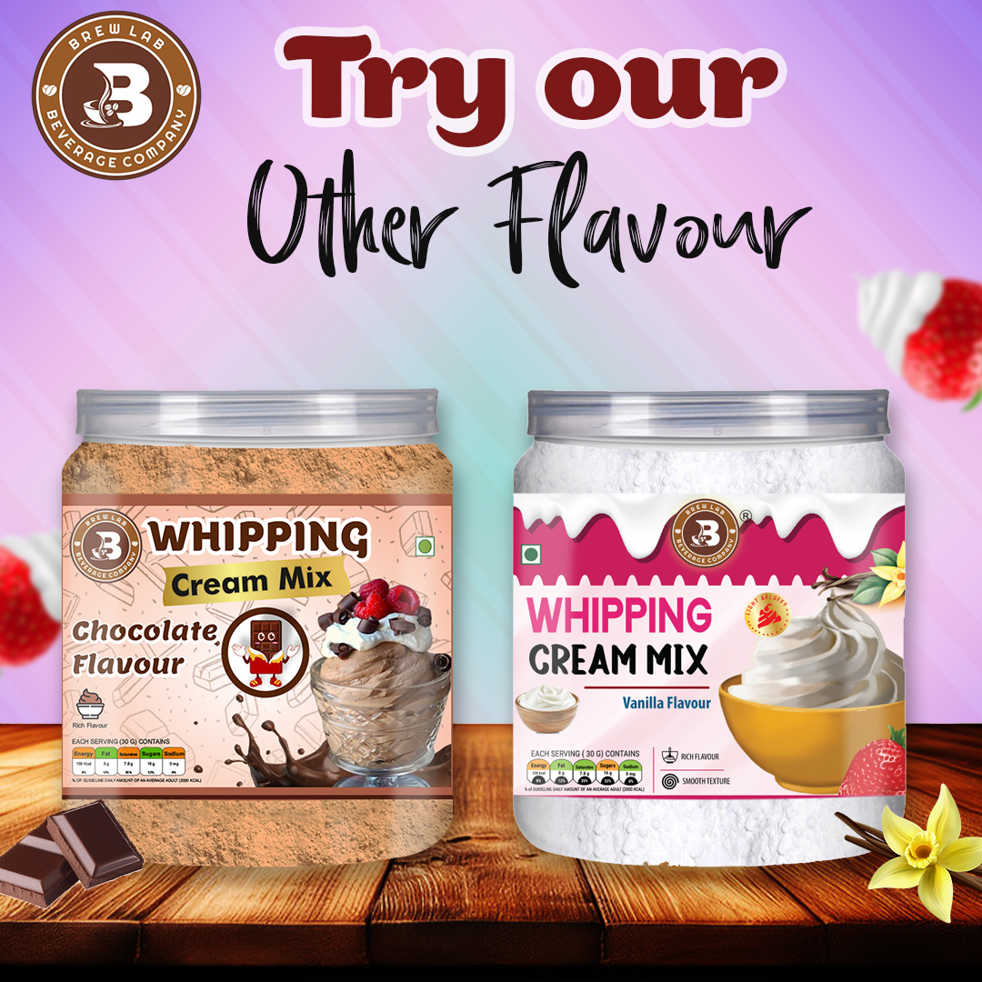 Brew Lab Whipping Cream Powder Mix Strawberry Flavour Perfect For Cake, Dessert, & More Topping (100 g, Strawberry)