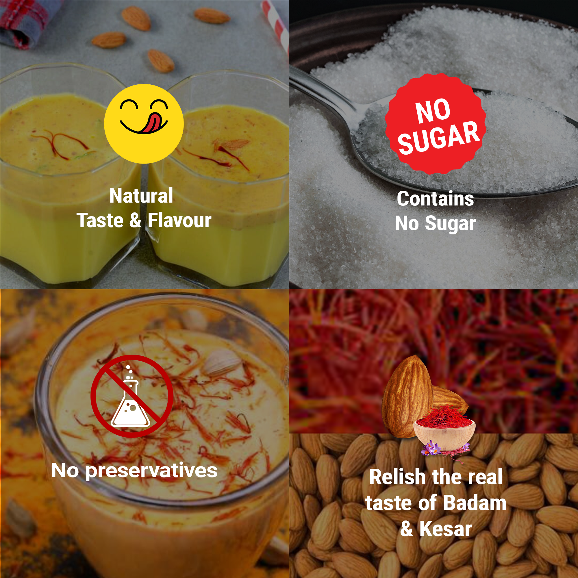 Brew Lab Badam Kesari No Sugar Milk Masala Powder | With Real Almonds & Kesar For Badam Milkshake Flavored Milk Powder (250 g)