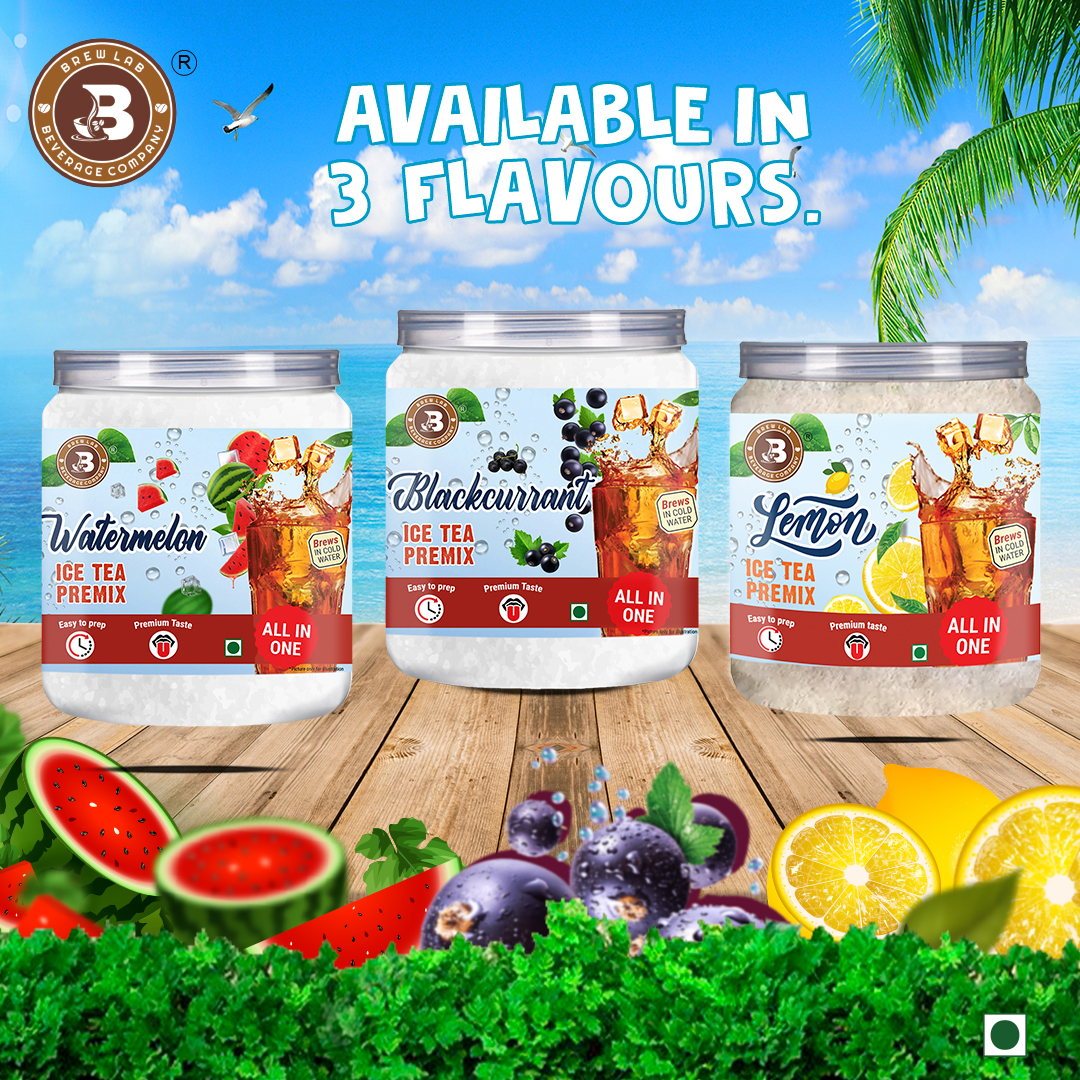 Brew Lab Blueberry Ice Tea Premix-100 gm | Instant Drink Mix Natural Blue Berry Flavor Easy To Use Blueberry Tea Plastic Bottle (100 g)