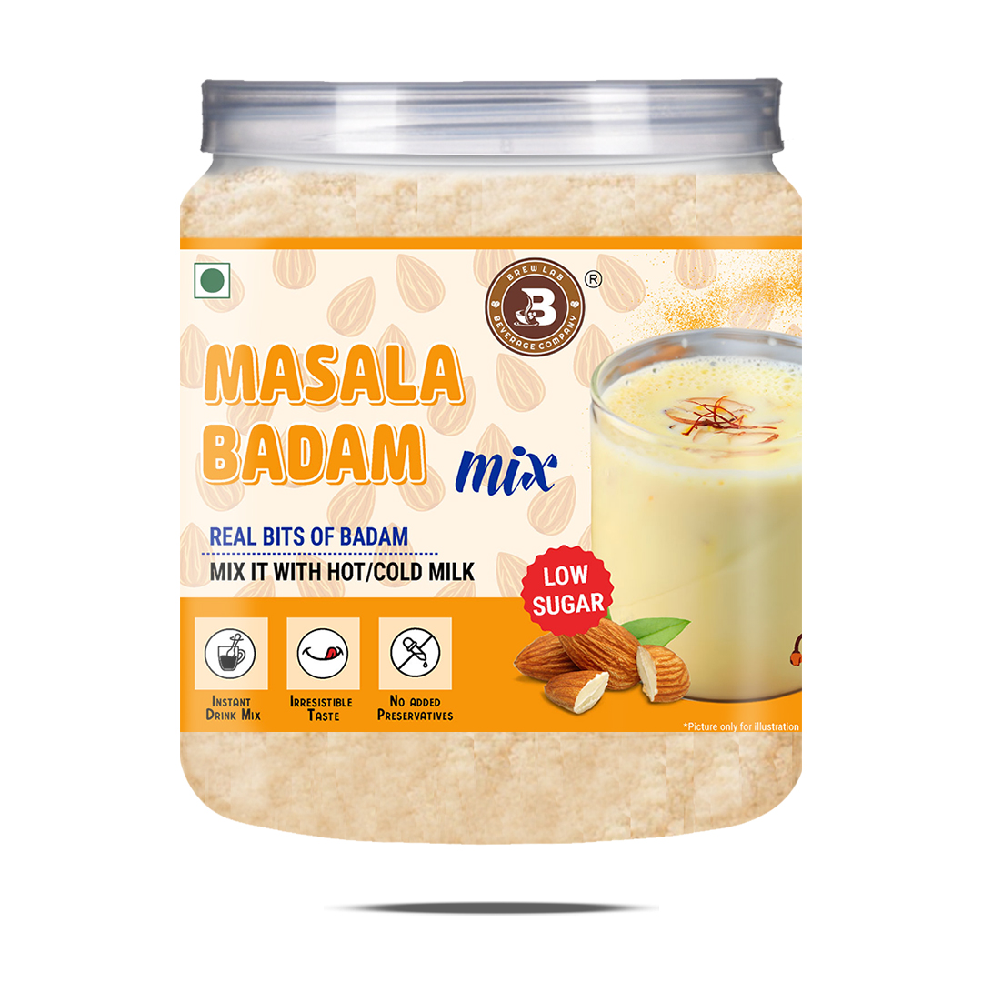 Brew Lab Masala Badam Mix Low Sugar | Real Bits Of Badam Mix It With Hot/Cold Milk | (100 g)
