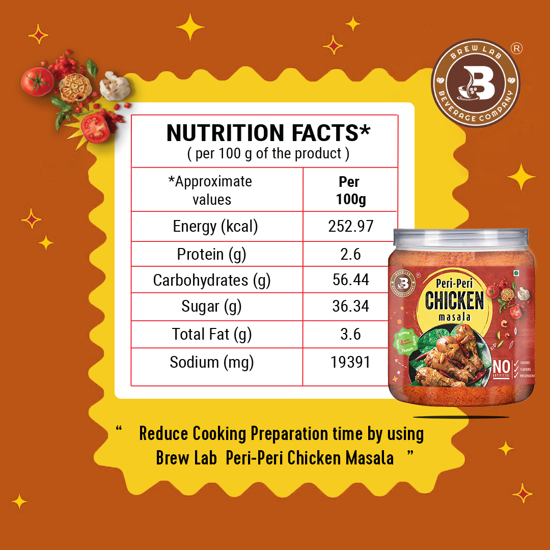 Brew Lab Delicious, Natural and Tasty Peri Peri Chicken Masala | No Added Color | (100 g)