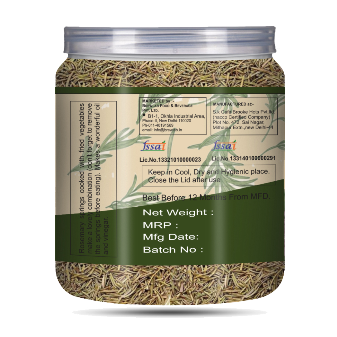 Brew Lab Dried Rosemary (Rujamari) Leaf 100 g | Rich In Antioxidants' & Anti-Inflammatory | Boost Immune & Improves Blood Circulation | For Food,Skin Glow,Hair | 100% Natural & Organically Grown-100 gm