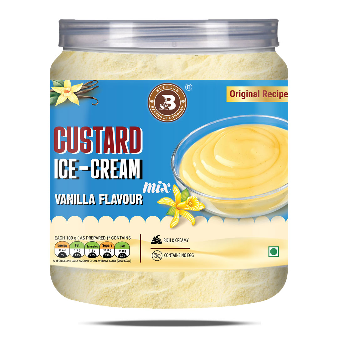Brew Lab Custard Ice Cream Mix Vanilla | Tasty Vanilla Flavor | Quick To Prepare | 100 g