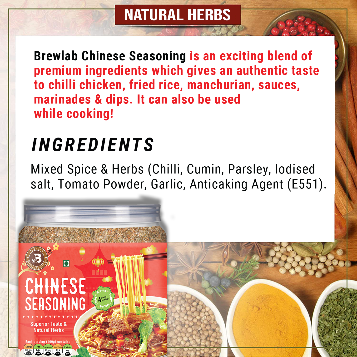 Brew Lab 100% Natural Chinese Seasoning With Authentic Flavour (100 g)