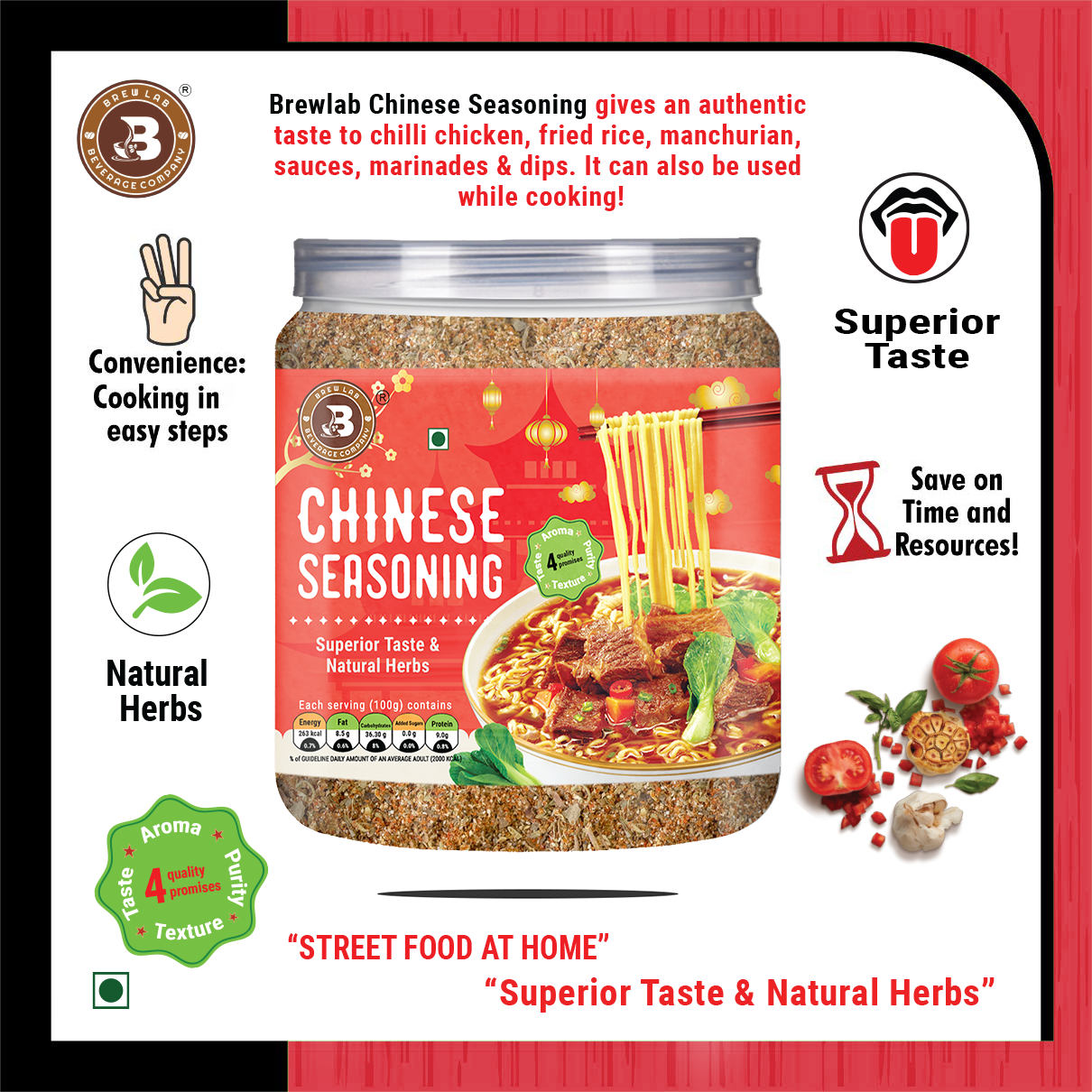 Brew Lab 100% Natural Chinese Seasoning With Authentic Flavour (100 g)