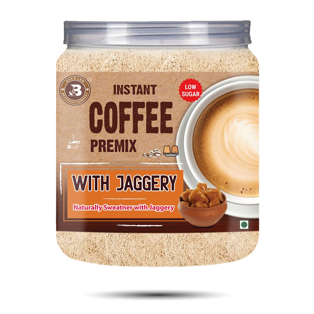 Brew Lab Instant Coffee Premix Low Sugar With Jaggery | Naturally Sweatner With Jaggery | Instant Coffee (100 g)