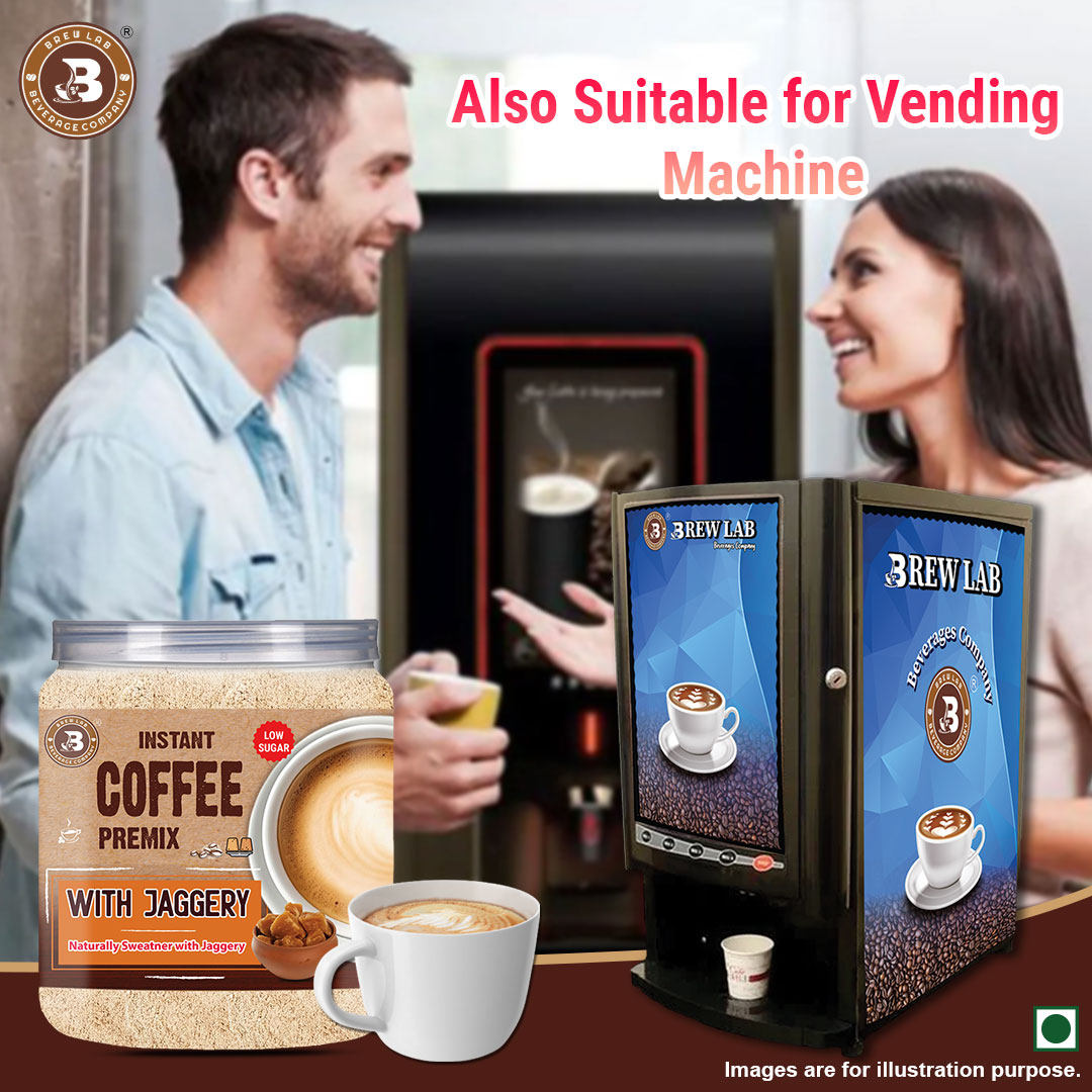 Brew Lab Instant Coffee Premix Low Sugar With Jaggery | Naturally Sweatner With Jaggery | Instant Coffee (100 g)