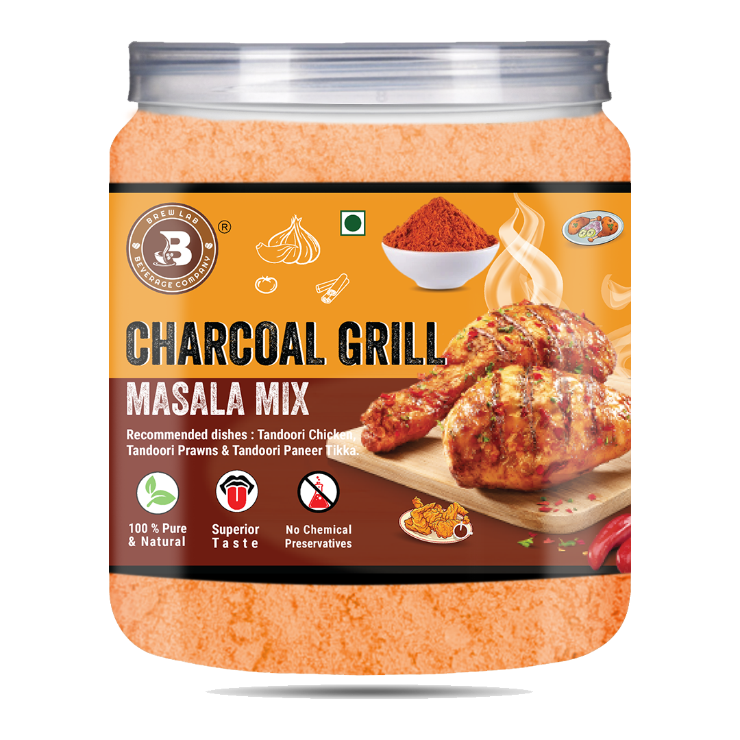 Brew Lab Pure & Natural Charcoal Grill Masala Mix | Smoky Taste | No added colors (100 g)