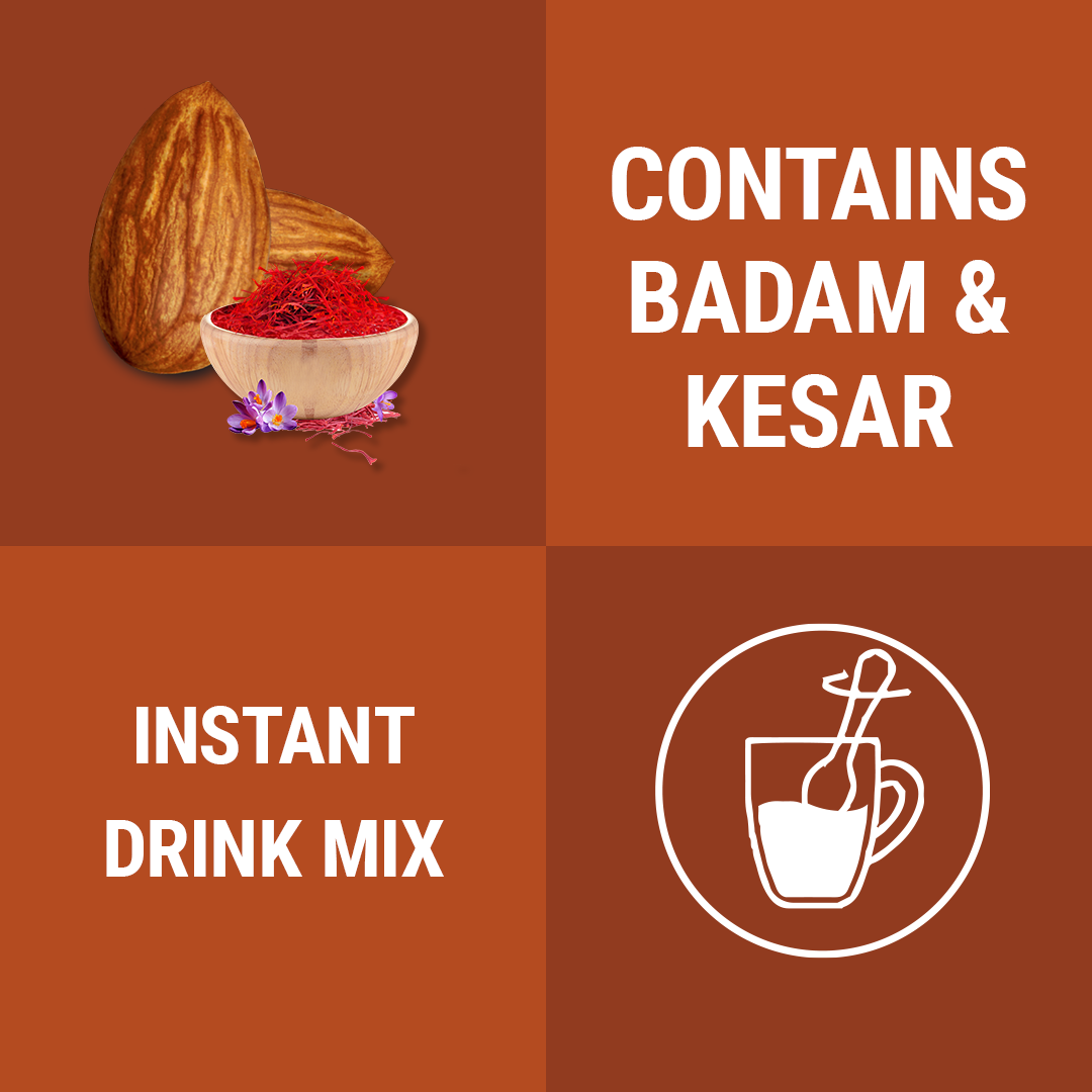 Brew Lab Badam Kesari No Sugar Milk Masala Powder | With Real Almonds & Kesar For Badam Milkshake Flavored Milk Powder (250 g)