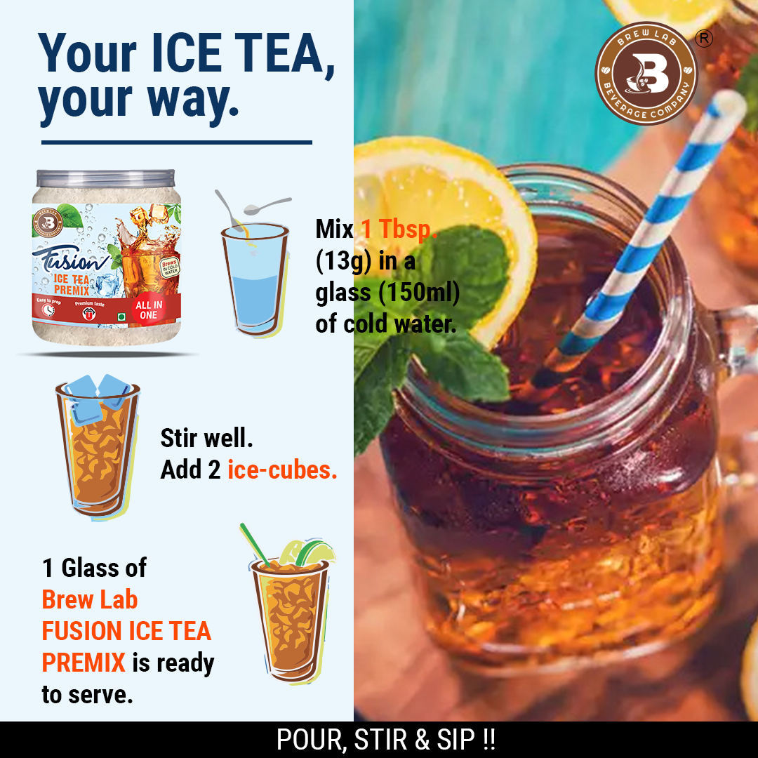 Brew Lab All In One Premium Taste Fusion Ice Tea Premix | Boost Your Antioxidants Iced Tea Plastic Bottle (100 g)