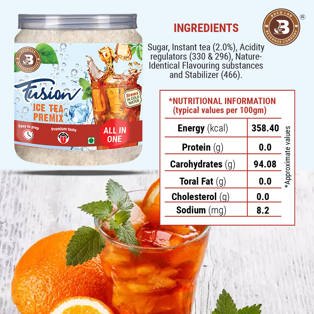 Brew Lab All In One Premium Taste Fusion Ice Tea Premix | Boost Your Antioxidants Iced Tea Plastic Bottle (100 g)