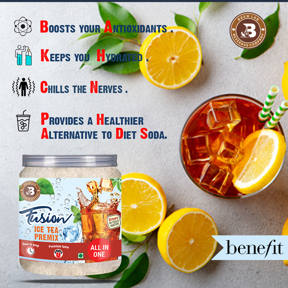 Brew Lab All In One Premium Taste Fusion Ice Tea Premix | Boost Your Antioxidants Iced Tea Plastic Bottle (100 g)
