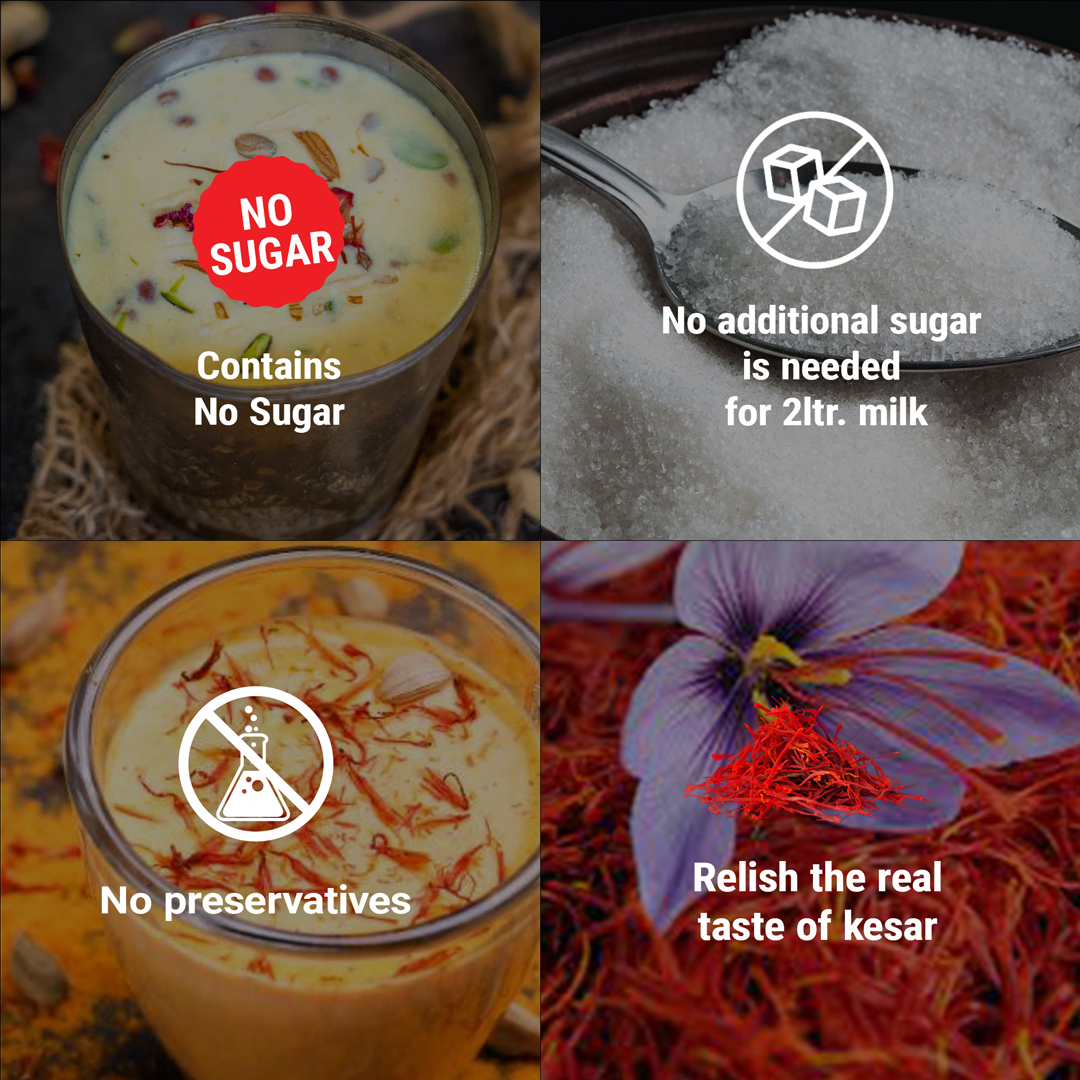 Brew Lab Flavorful Kesar Doodh No Sugar Powder | Real Taste of Kesar |Instant Drink Mix | (100 g)
