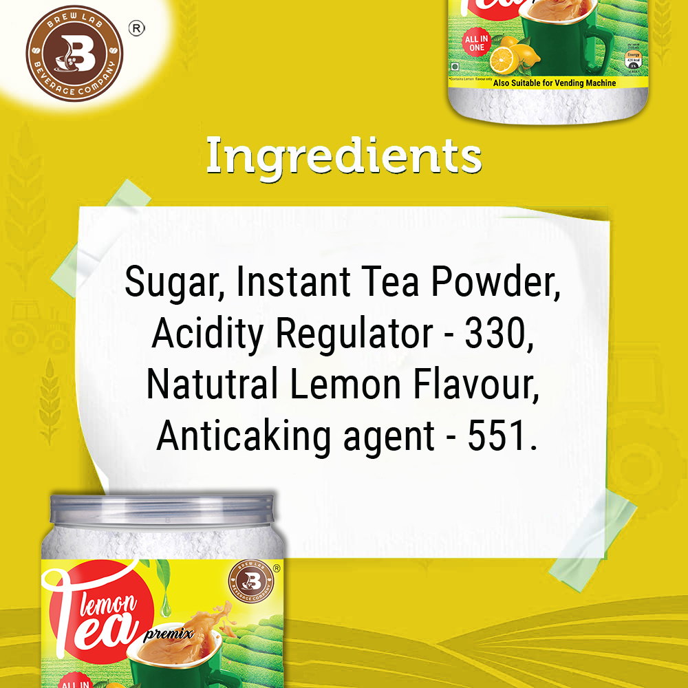 Brew Lab Lemon Tea Premix Also Suitable For Vending Machine Daily Dose Of Natural Goodnes Lemon Tea Plastic Bottle (100 g)